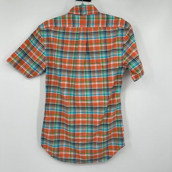 Polo Ralph Lauren Shirt Blue orange plaid Check colored embroidered Pony Mens si - Picture 7 of 11
